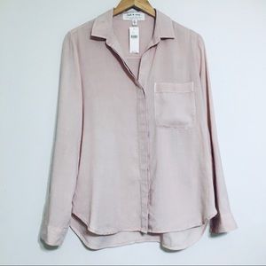 Anthropologie Cloth & Stone Blush Pink Classic Shirtail Shirt Size Small